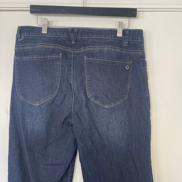 Democracy Womens Jeans Dark Blue Wash Distressed Frayed Hem Size 14 - Picture 7 of 10